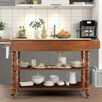 Rolling Kitchen Island with Storage, Wheels, Wine and Spice Rack