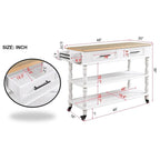 Rolling Kitchen Island with Storage, Wheels, Wine and Spice Rack