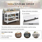 Rolling Kitchen Island with Storage, Wheels, Wine and Spice Rack