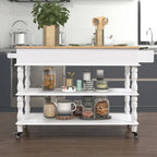 Rolling Kitchen Island with Storage, Wheels, Wine and Spice Rack