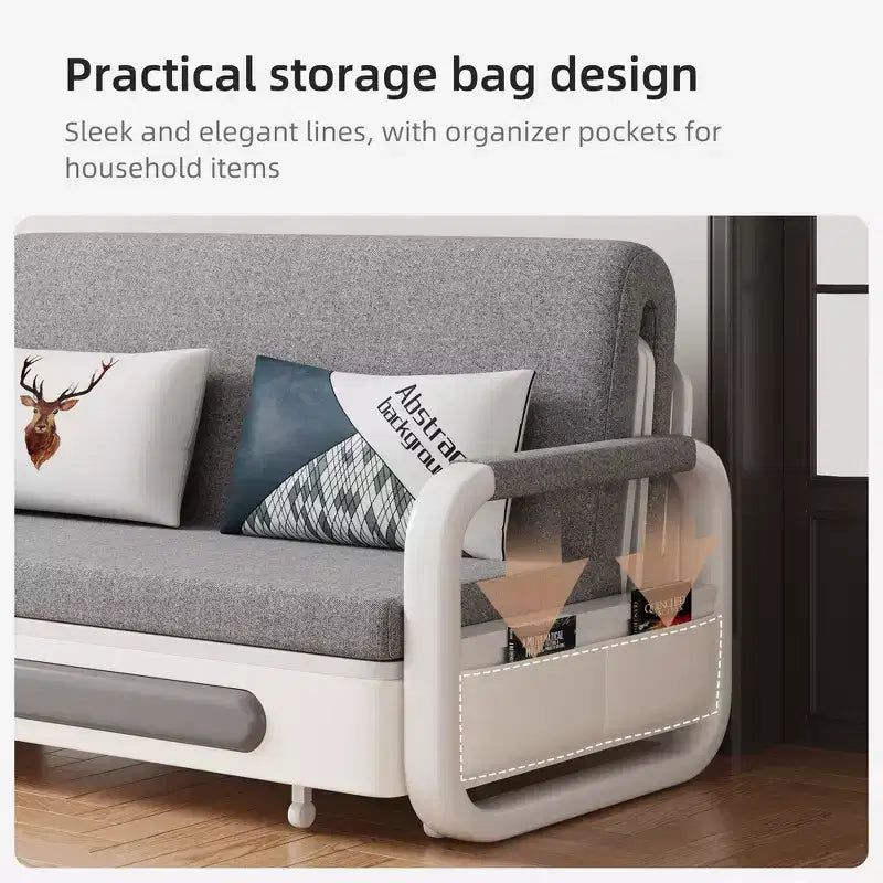 Divano letto convertibile Luck Live Farmhouse da 152 cm con base contenitore, sedia pieghevole, divani per soggiorno