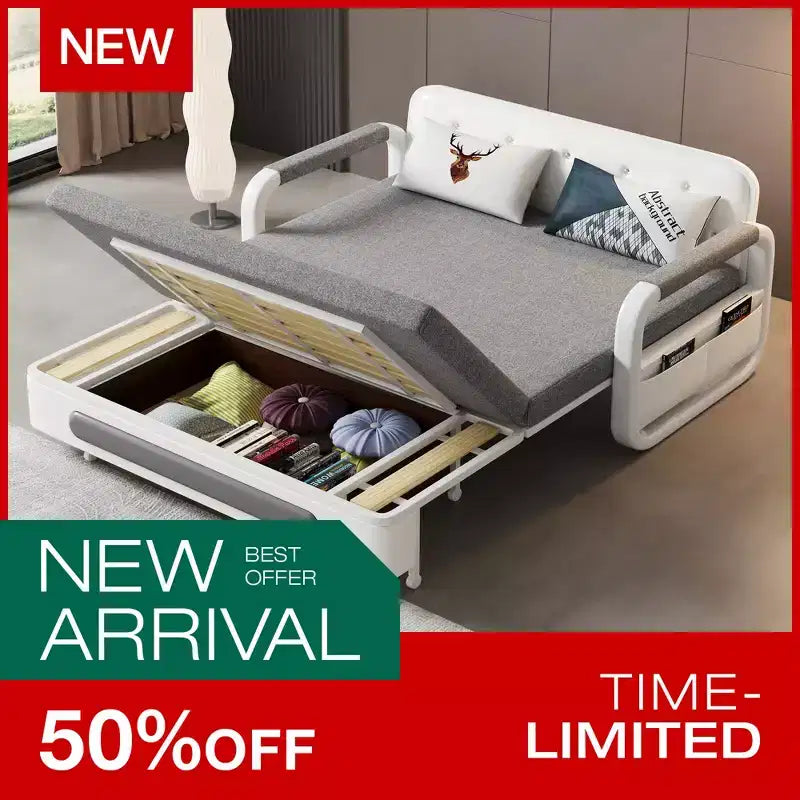 Divano letto convertibile Luck Live Farmhouse da 152 cm con base contenitore, sedia pieghevole, divani per soggiorno