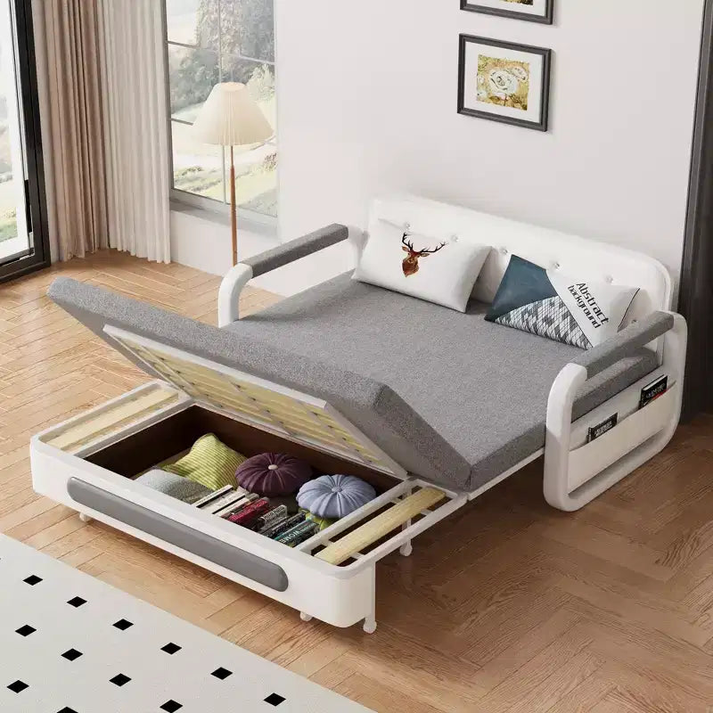Luck Live Farmhouse 59.84-inch sleeper sofa convertible sofa bed with storage base,folding chair,couches for living room