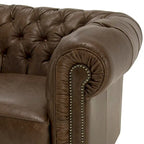 Divano Chesterfield in pelle marrone invecchiata Hancock con bottoni