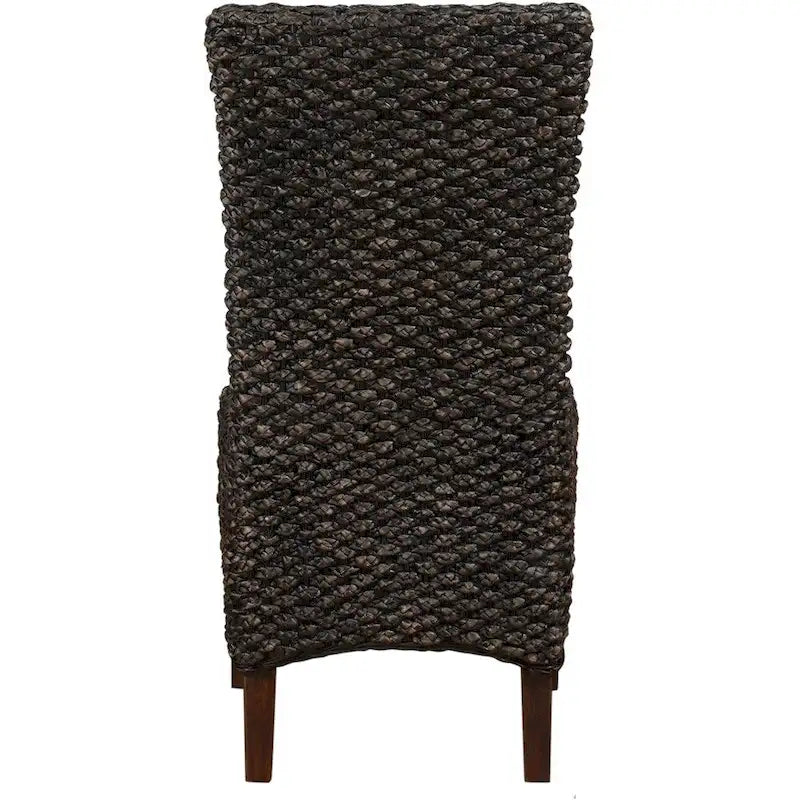 Sedia in legno con schienale alto in vimini intrecciato, set da 2, marrone
