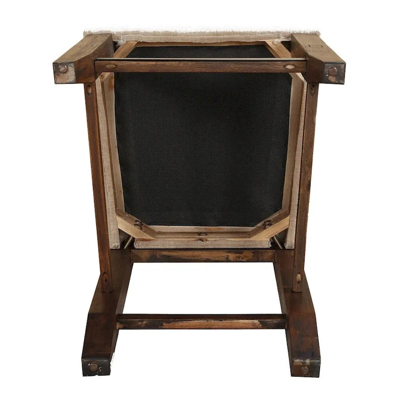 Sedia in legno con schienale alto in vimini intrecciato, set da 2, marrone