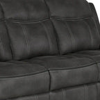 Tom 85 Inch Motion Manual Recliner Sofa, Gel Memory Foam Black Faux Leather