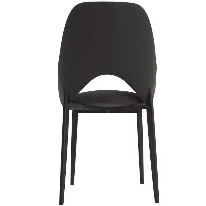 LeisureMod Amalfi Collection Upholstered Dining Chairs Set of 4  Curved Open Back Design with Powder-Coated Iron Legs for Kitchen & Dining Room