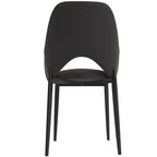 LeisureMod Amalfi Collection Upholstered Dining Chairs Set of 4  Curved Open Back Design with Powder-Coated Iron Legs for Kitchen & Dining Room