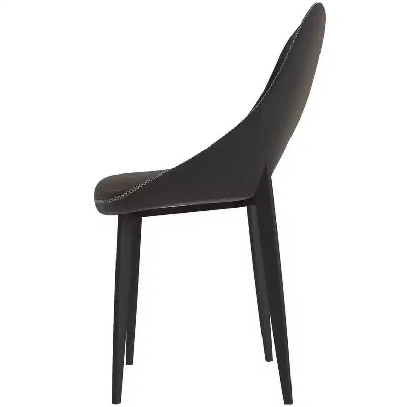 LeisureMod Amalfi Collection Upholstered Dining Chairs Set of 4  Curved Open Back Design with Powder-Coated Iron Legs for Kitchen & Dining Room