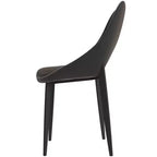LeisureMod Amalfi Collection Upholstered Dining Chairs Set of 4  Curved Open Back Design with Powder-Coated Iron Legs for Kitchen & Dining Room