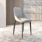 LeisureMod Amalfi Collection Upholstered Dining Chairs Set of 4  Curved Open Back Design with Powder-Coated Iron Legs for Kitchen & Dining Room
