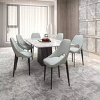 LeisureMod Amalfi Collection Upholstered Dining Chairs Set of 4  Curved Open Back Design with Powder-Coated Iron Legs for Kitchen & Dining Room