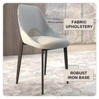 LeisureMod Amalfi Collection Upholstered Dining Chairs Set of 4  Curved Open Back Design with Powder-Coated Iron Legs for Kitchen & Dining Room