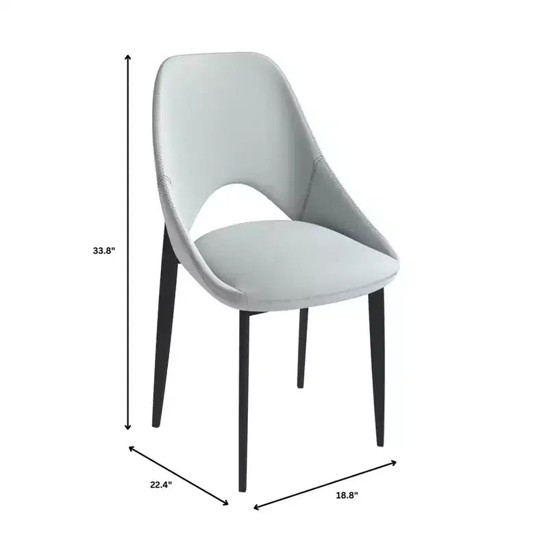 LeisureMod Amalfi Collection Upholstered Dining Chairs Set of 4  Curved Open Back Design with Powder-Coated Iron Legs for Kitchen & Dining Room