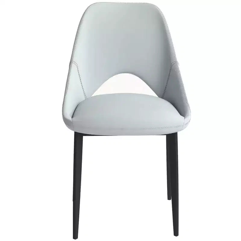 LeisureMod Amalfi Collection Upholstered Dining Chairs Set of 4  Curved Open Back Design with Powder-Coated Iron Legs for Kitchen & Dining Room