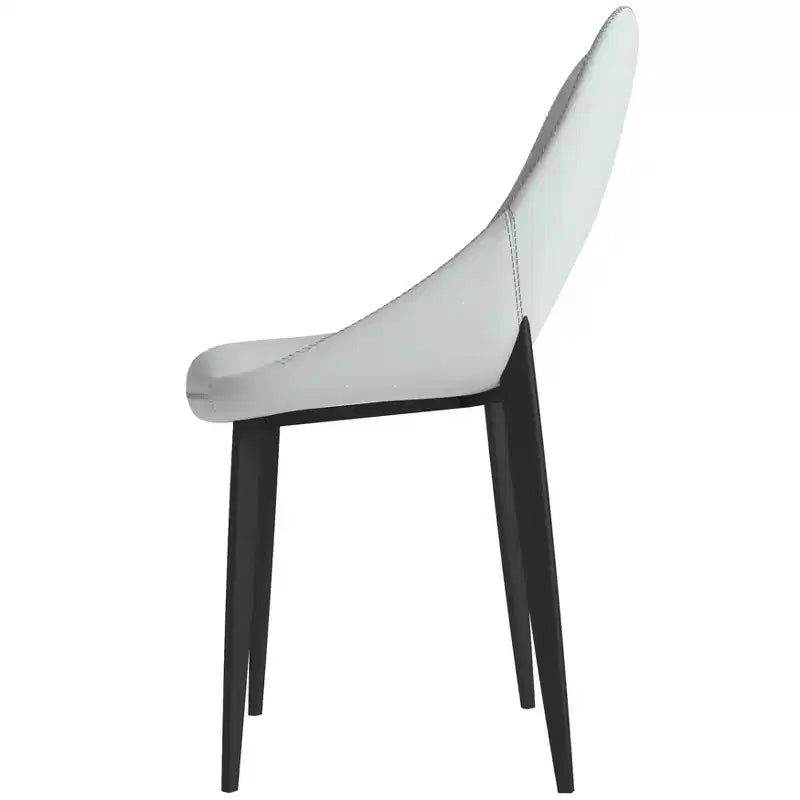 LeisureMod Amalfi Collection Upholstered Dining Chairs Set of 4  Curved Open Back Design with Powder-Coated Iron Legs for Kitchen & Dining Room