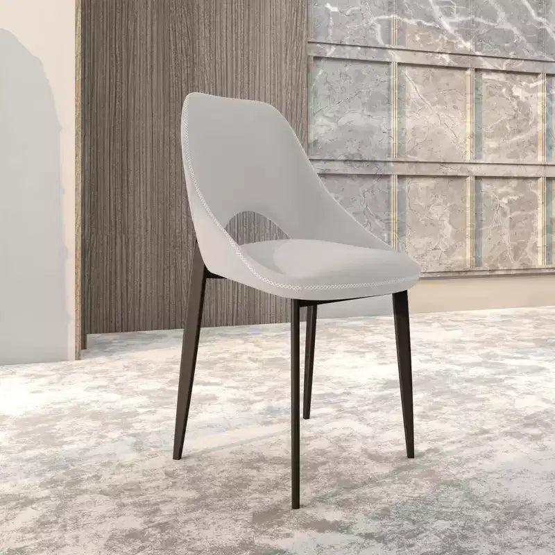 LeisureMod Amalfi Collection Upholstered Dining Chairs Set of 4  Curved Open Back Design with Powder-Coated Iron Legs for Kitchen & Dining Room