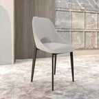 LeisureMod Amalfi Collection Upholstered Dining Chairs Set of 4  Curved Open Back Design with Powder-Coated Iron Legs for Kitchen & Dining Room