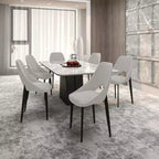 LeisureMod Amalfi Collection Upholstered Dining Chairs Set of 4  Curved Open Back Design with Powder-Coated Iron Legs for Kitchen & Dining Room