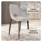 LeisureMod Amalfi Collection Upholstered Dining Chairs Set of 4  Curved Open Back Design with Powder-Coated Iron Legs for Kitchen & Dining Room