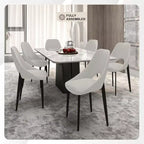 LeisureMod Amalfi Collection Upholstered Dining Chairs Set of 4  Curved Open Back Design with Powder-Coated Iron Legs for Kitchen & Dining Room