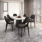 LeisureMod Amalfi Collection Upholstered Dining Chairs Set of 4  Curved Open Back Design with Powder-Coated Iron Legs for Kitchen & Dining Room