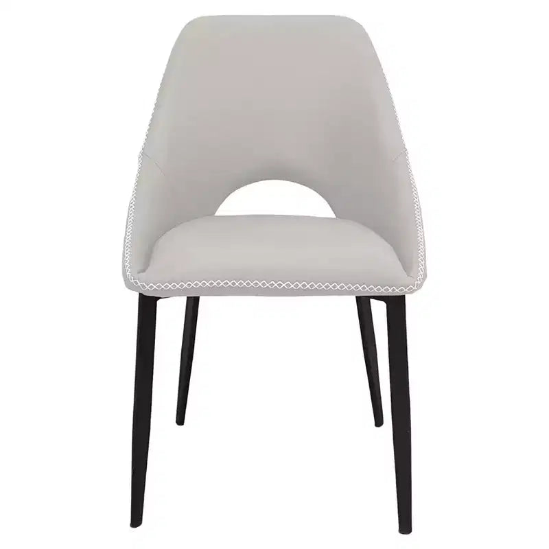 LeisureMod Amalfi Collection Upholstered Dining Chairs Set of 4  Curved Open Back Design with Powder-Coated Iron Legs for Kitchen & Dining Room