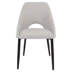 LeisureMod Amalfi Collection Upholstered Dining Chairs Set of 4  Curved Open Back Design with Powder-Coated Iron Legs for Kitchen & Dining Room