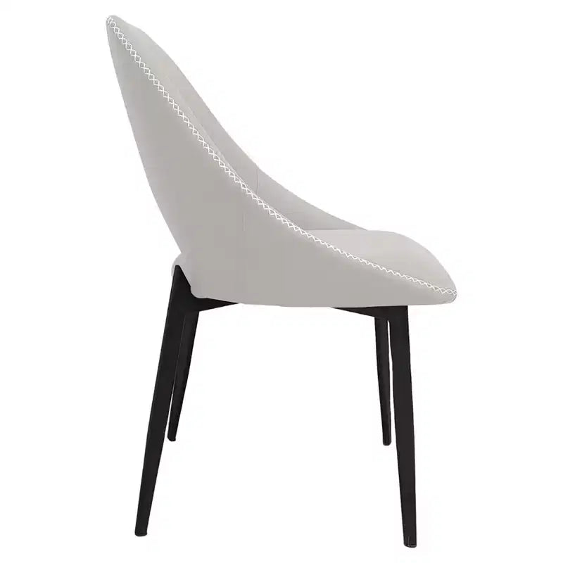 LeisureMod Amalfi Collection Upholstered Dining Chairs Set of 4  Curved Open Back Design with Powder-Coated Iron Legs for Kitchen & Dining Room