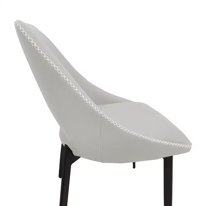 LeisureMod Amalfi Collection Upholstered Dining Chairs Set of 4  Curved Open Back Design with Powder-Coated Iron Legs for Kitchen & Dining Room