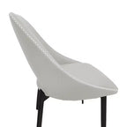 LeisureMod Amalfi Collection Upholstered Dining Chairs Set of 4  Curved Open Back Design with Powder-Coated Iron Legs for Kitchen & Dining Room