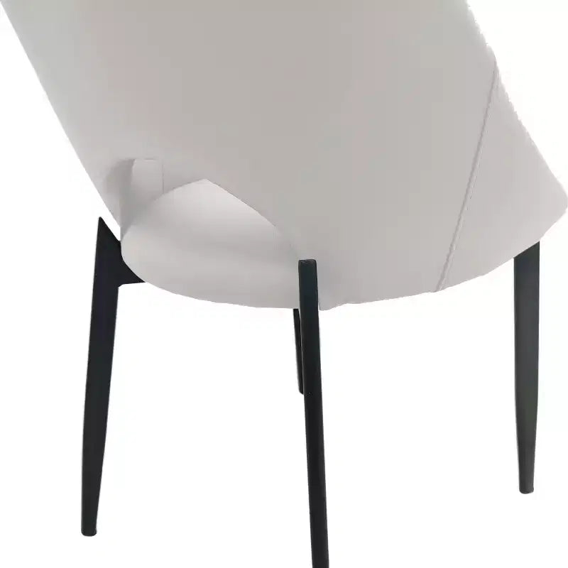 LeisureMod Amalfi Collection Upholstered Dining Chairs Set of 4  Curved Open Back Design with Powder-Coated Iron Legs for Kitchen & Dining Room