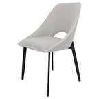 LeisureMod Amalfi Collection Upholstered Dining Chairs Set of 4  Curved Open Back Design with Powder-Coated Iron Legs for Kitchen & Dining Room