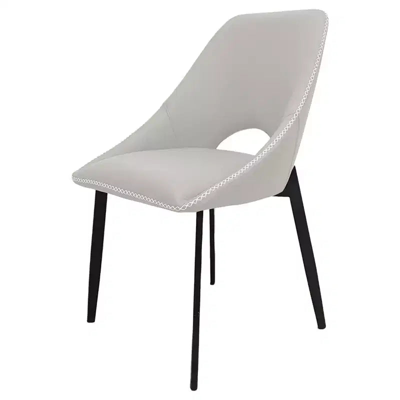 LeisureMod Amalfi Collection Upholstered Dining Chairs Set of 4  Curved Open Back Design with Powder-Coated Iron Legs for Kitchen & Dining Room