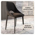LeisureMod Amalfi Collection Upholstered Dining Chairs Set of 4  Curved Open Back Design with Powder-Coated Iron Legs for Kitchen & Dining Room