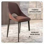 LeisureMod Amalfi Collection Upholstered Dining Chairs Set of 4  Curved Open Back Design with Powder-Coated Iron Legs for Kitchen & Dining Room