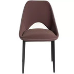 LeisureMod Amalfi Collection Upholstered Dining Chairs Set of 4  Curved Open Back Design with Powder-Coated Iron Legs for Kitchen & Dining Room