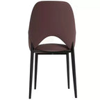 LeisureMod Amalfi Collection Upholstered Dining Chairs Set of 4  Curved Open Back Design with Powder-Coated Iron Legs for Kitchen & Dining Room