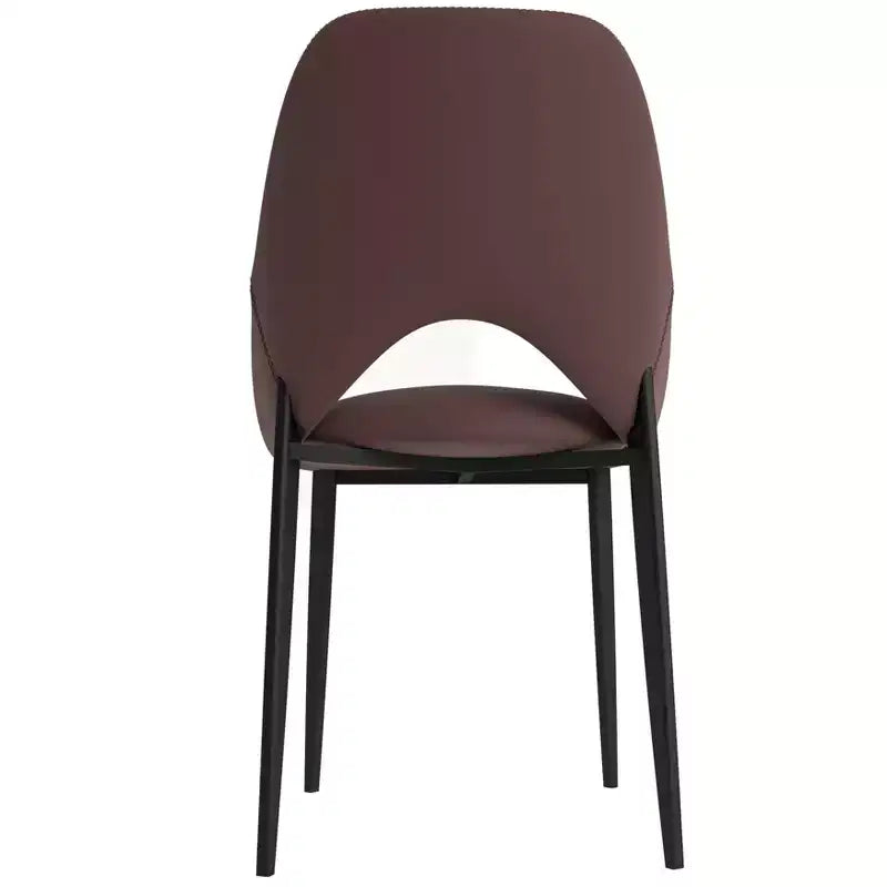 LeisureMod Amalfi Collection Upholstered Dining Chairs Set of 4  Curved Open Back Design with Powder-Coated Iron Legs for Kitchen & Dining Room