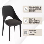 LeisureMod Amalfi Collection Upholstered Dining Chairs Set of 4  Curved Open Back Design with Powder-Coated Iron Legs for Kitchen & Dining Room