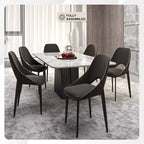 LeisureMod Amalfi Collection Upholstered Dining Chairs Set of 4  Curved Open Back Design with Powder-Coated Iron Legs for Kitchen & Dining Room