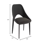 LeisureMod Amalfi Collection Upholstered Dining Chairs Set of 4  Curved Open Back Design with Powder-Coated Iron Legs for Kitchen & Dining Room