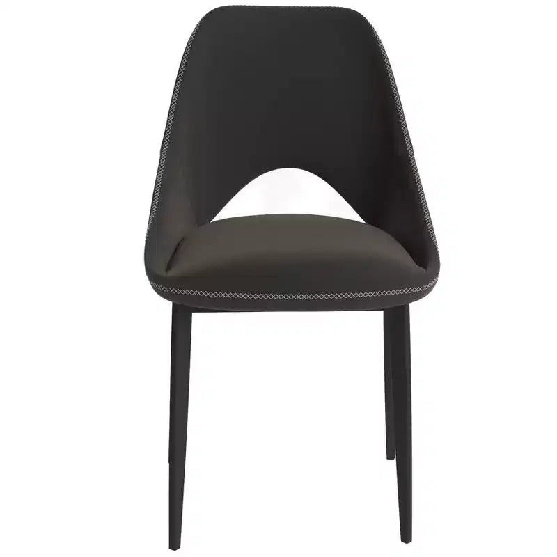 LeisureMod Amalfi Collection Upholstered Dining Chairs Set of 4  Curved Open Back Design with Powder-Coated Iron Legs for Kitchen & Dining Room