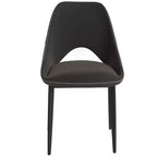 LeisureMod Amalfi Collection Upholstered Dining Chairs Set of 4  Curved Open Back Design with Powder-Coated Iron Legs for Kitchen & Dining Room