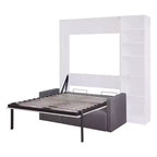 Full/Twin Size Murphy Bed Wall Bed with 3/2 Seat Sofa and Storage Shelves, White+Gray -ModernLuxe