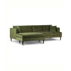 Poly & Bark Lucerne Sectional with Extra-Wide Chaise in Distressed Green Velvet