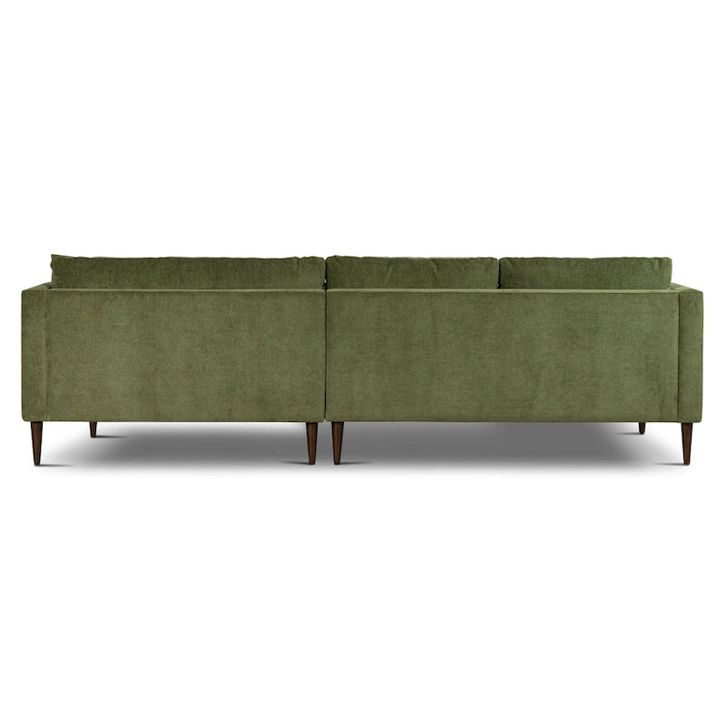 Poly & Bark Lucerne Sectional with Extra-Wide Chaise in Distressed Green Velvet
