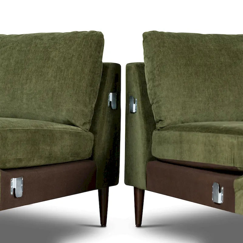 Poly & Bark Lucerne Sectional with Extra-Wide Chaise in Distressed Green Velvet