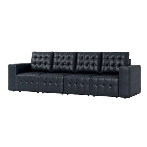 Aurora Genuine Leather Ottoman with Tufted Design by HULALA HOME